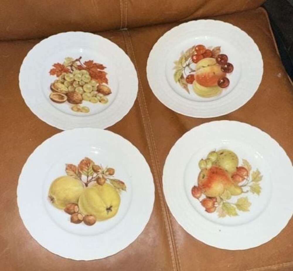 Set of 4 Hutschenreuther Fruit Motif Salad Plates